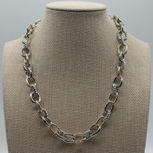 Two-Tone Silver and Gold Link Necklace - Women’s Jewelry